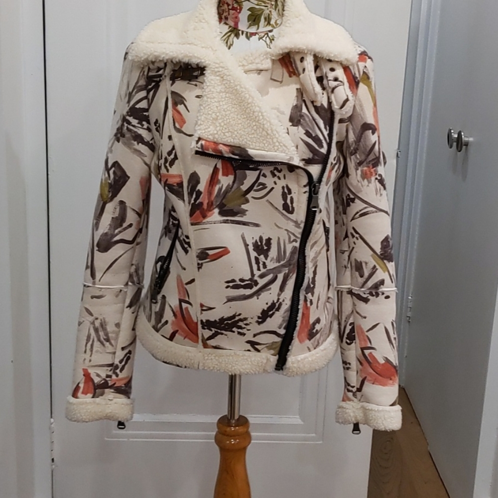 Zara Teddy Coat/Jacket - Moto, Sherpa Style